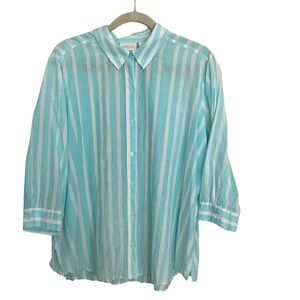 Chico striped cotton silk button down blouse
